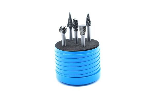 Corrosion Resistant 5 Piece Carbide Rotary Burr Set Blue Round Case Custom Tooth And Shape