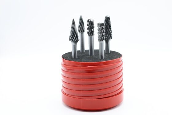 5-Piece Tungsten Carbide Rotary Burr Set with Multi-Tooth Combination and 6mm Shank for Various Materials