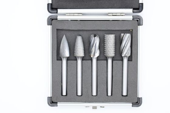 5-Piece Carbide Burr Kit with Assorted Shapes in Durable Plastic Case and 6mm Shank