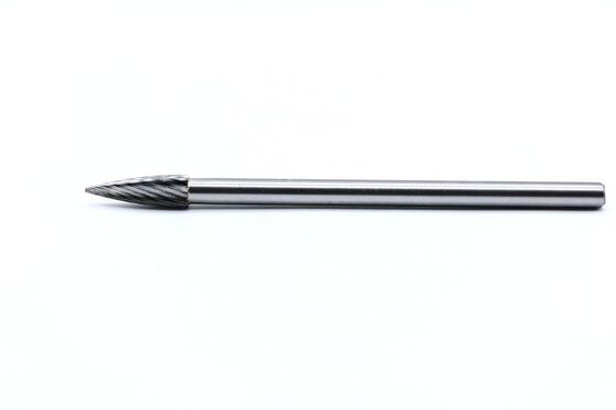 SG-2ML6 150mm Shank Pointed Tree Single Cut Carbide Burr for Deep Grooves and Sharp Corners