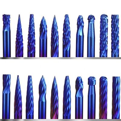 Solid Tungsten Carbide Burr Bits 3mm Nano Blue Coated With Enhanced Lubrication Design