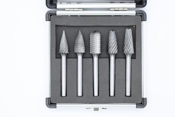 5-Piece Tungsten Carbide Rotary Burr Set with 12.7mm Cut Diameter and 6mm Shank for Multi-Material Machining