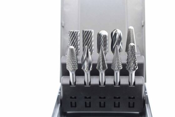 10-Piece Tungsten Carbide Burr Set with 6mm Shank for Precision Metal Grinding and Deburring
