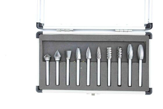 10-Piece Burr Set in Storage Case – Essential Kit for Metal Finishing