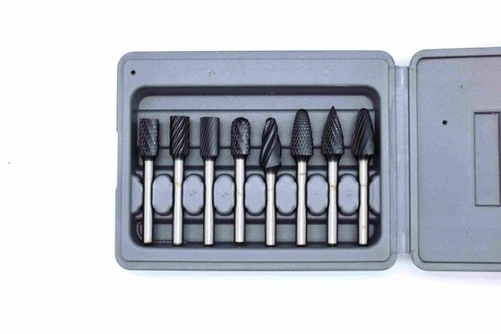 8-Piece AlTiN-Coated Tungsten Carbide Rotary Burr Set with Multi-Tooth Selection and 6mm Shank for Enhanced Durability