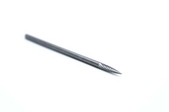 SG-44ML3 Solid Carbide Burr with Pointed Tree Profile and Single Cut Design for Narrow Grooves and Corners - 75mm Overall Length