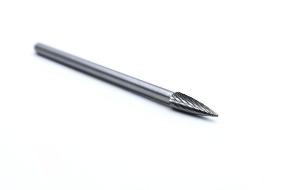 SG-2ML6 150mm Shank Pointed Tree Single Cut Carbide Burr for Deep Grooves and Sharp Corners